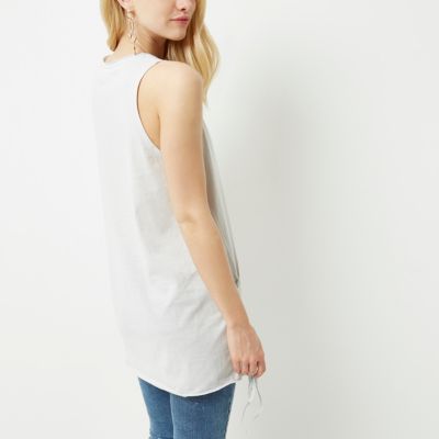 Light grey ruched side longline tank top